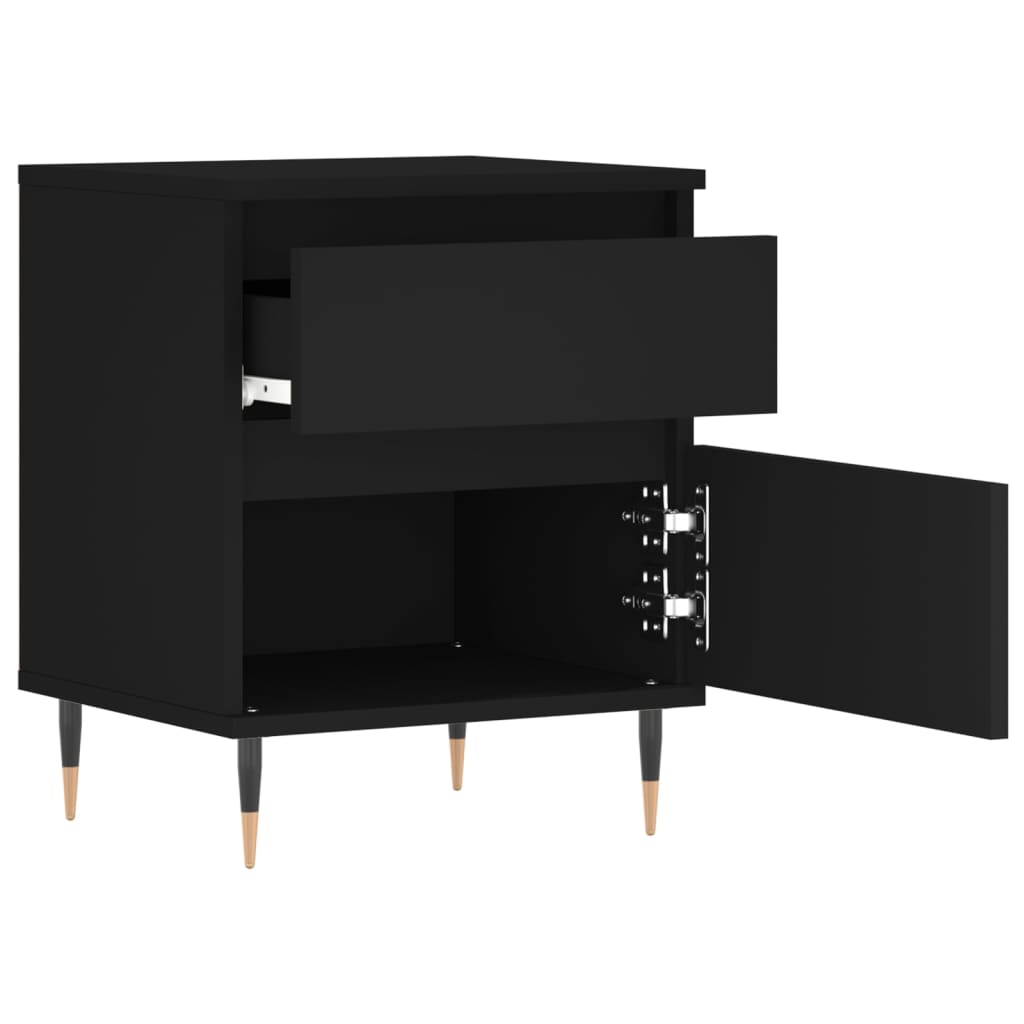 Bedside tables, 2 pcs., black, 40x35x50cm, engineered wood