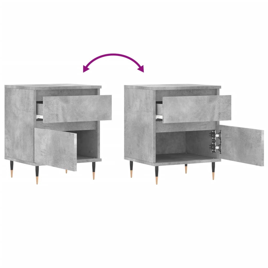 Nightstands, 2 pcs., concrete gray, 40x35x50cm, wood