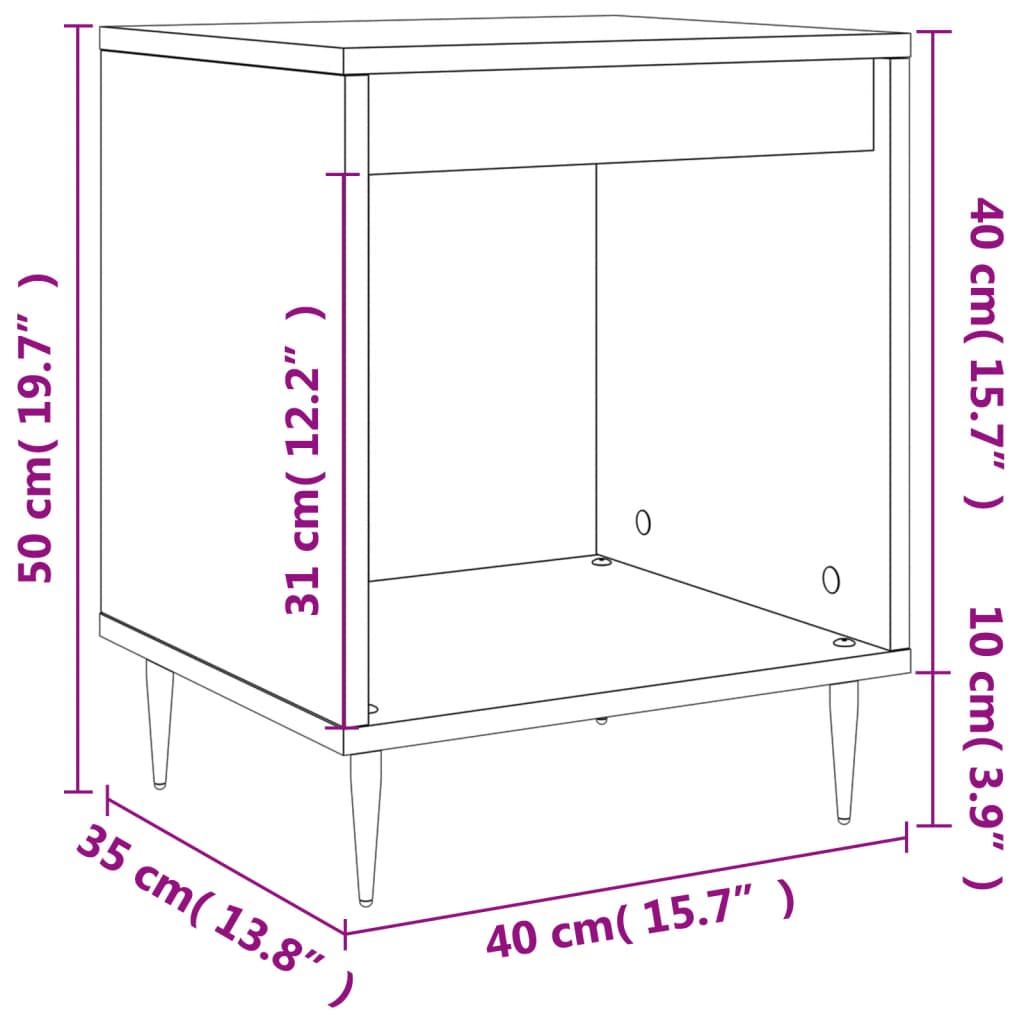 Bedside tables, 2 pcs., black, 40x35x50cm, engineered wood