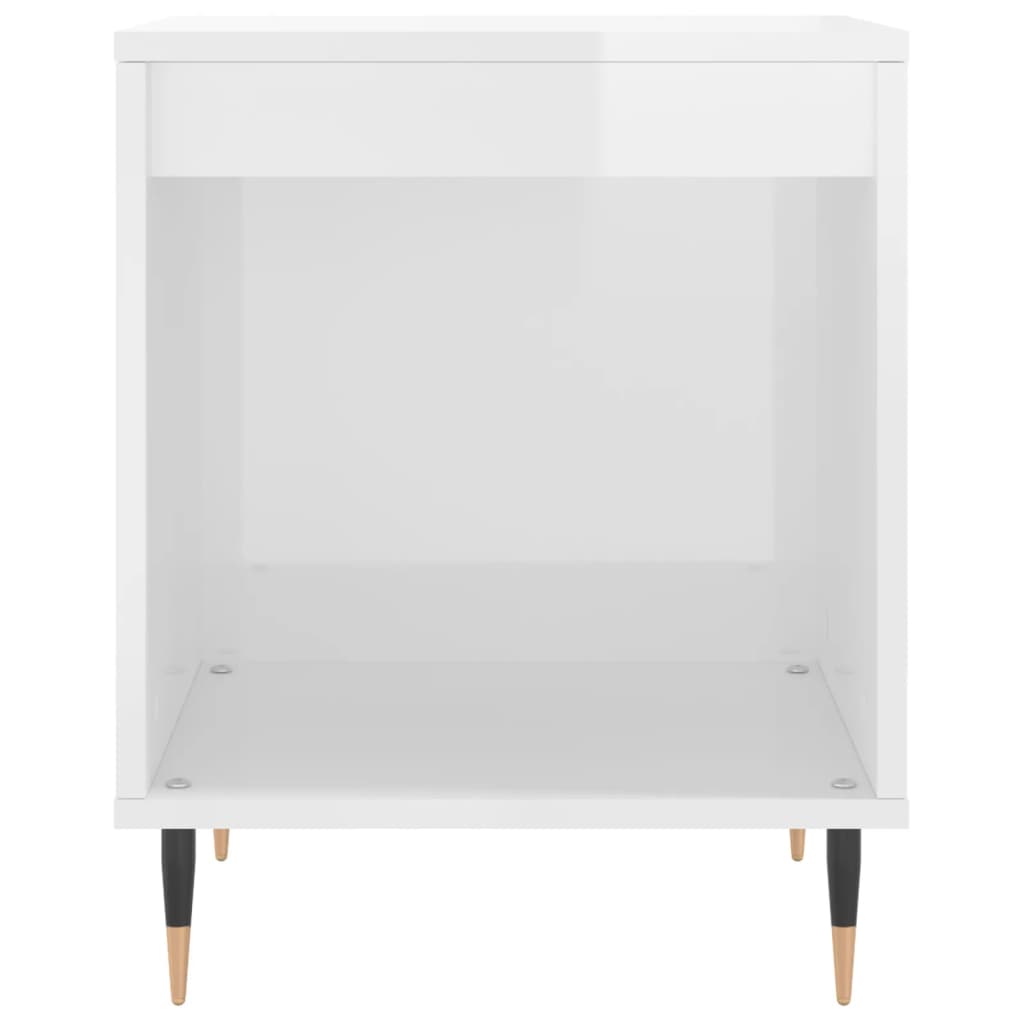 Nightstand, white, 40x35x50cm, engineered wood, high-gloss