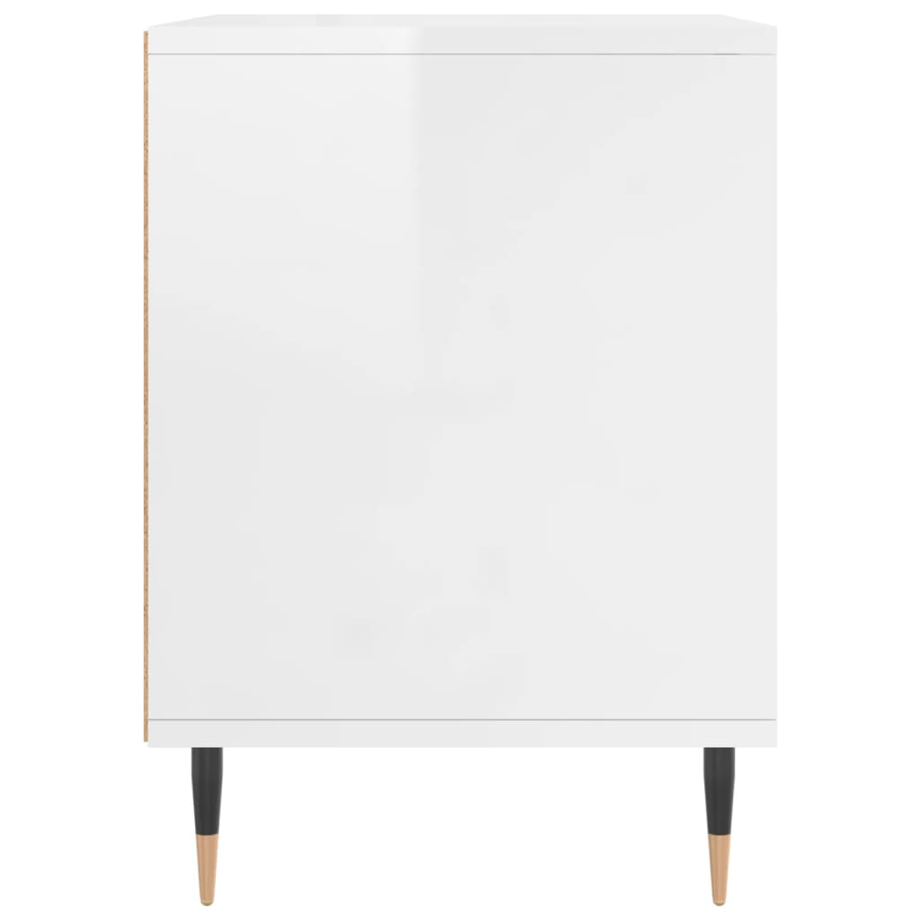 Nightstand, white, 40x35x50cm, engineered wood, high-gloss