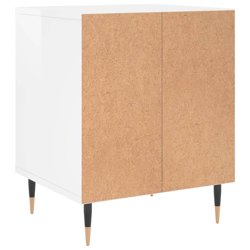 Nightstand, white, 40x35x50cm, engineered wood, high-gloss