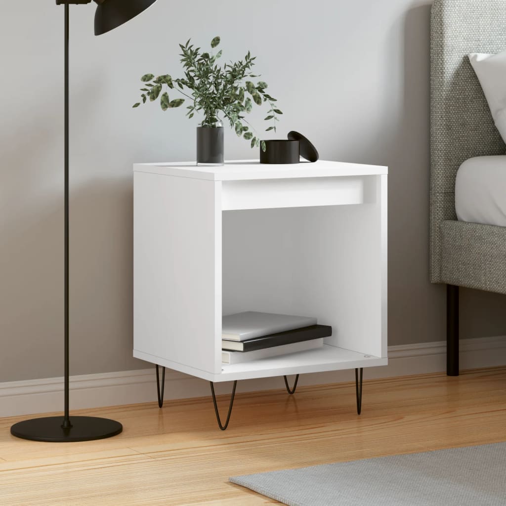 Bedside table, white, 40x35x50cm, engineered wood