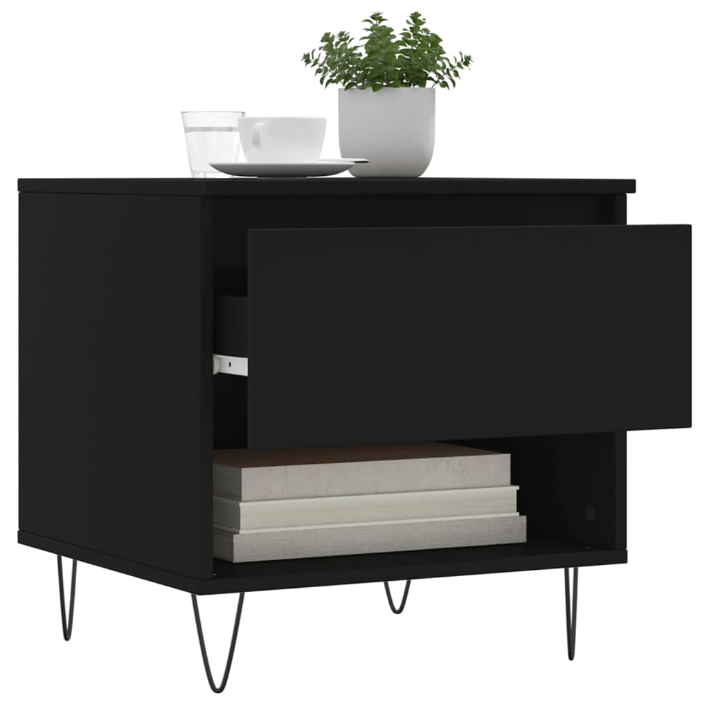 Coffee tables, 2 pcs, black, 50x46x50cm, engineered wood