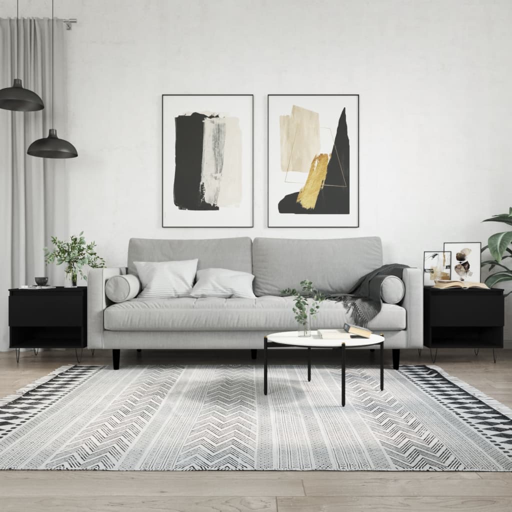 Coffee tables, 2 pcs, black, 50x46x50cm, engineered wood