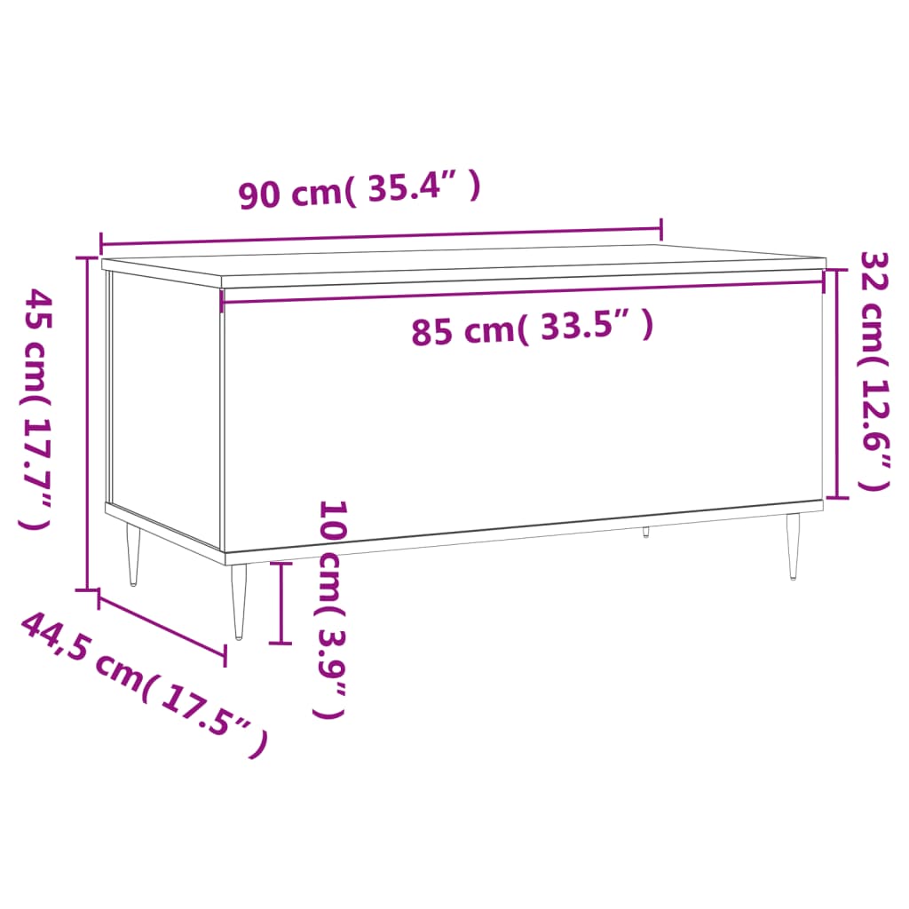 Coffee table, Sonoma oak, 90x44.5x45cm, engineered wood