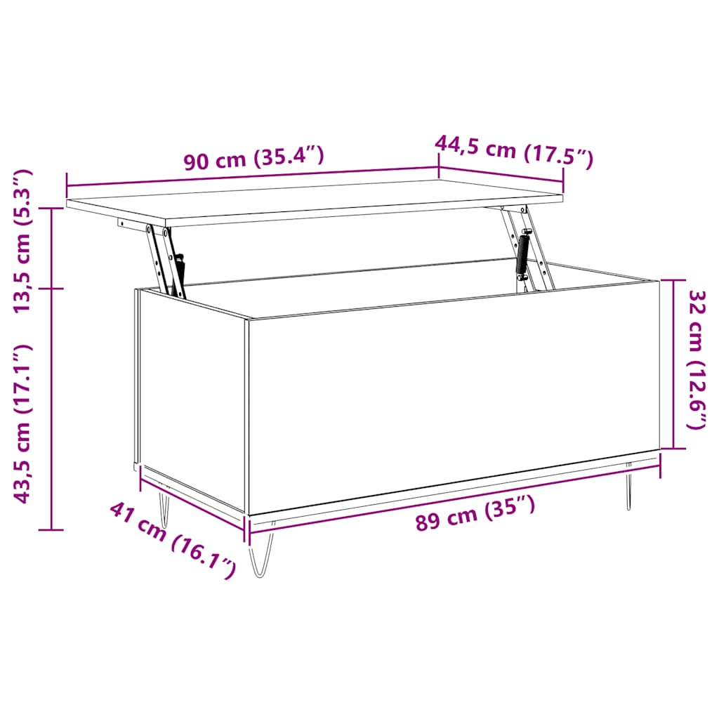 Kavos staliukas, betono pilkas, 90x44,5x45cm, apdirbta mediena