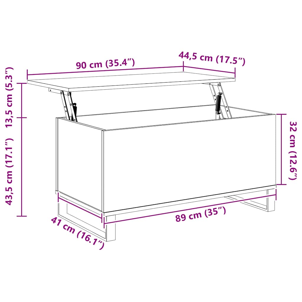 Coffee table, concrete grey, 90x44.5x45cm, engineered wood