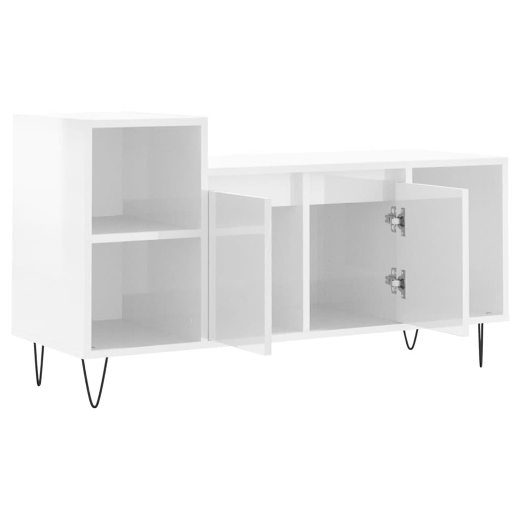 TV skapītis, balts, 100x35x55cm, koks, spīdīgs