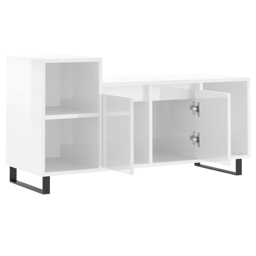 TV skapītis, balts, 100x35x55cm, koks, spīdīgs