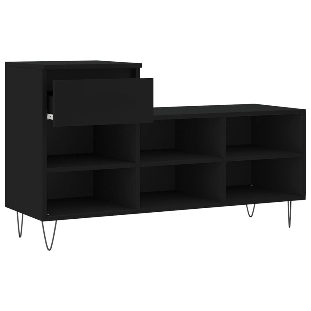 Shoe cabinet, black, 102x36x60cm, engineered wood