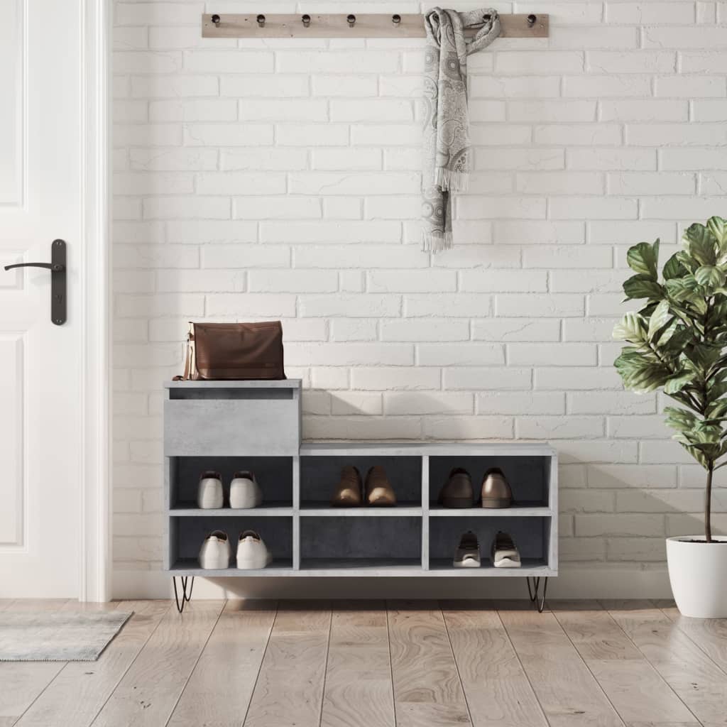Apavu skapis, betona pelēks, 102x36x60cm, apstrādāta koksne