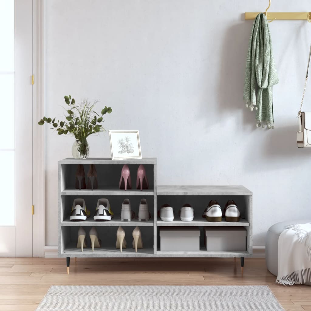 Spintelė batams, betono pilka, 102x36x60cm, apdirbta mediena