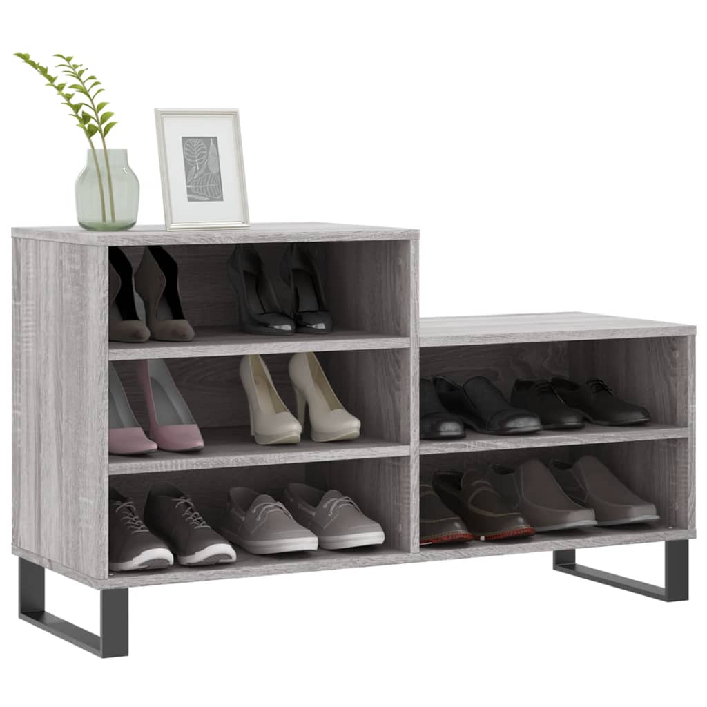 Shoe cabinet, grey oak, 102x36x60cm, engineered wood