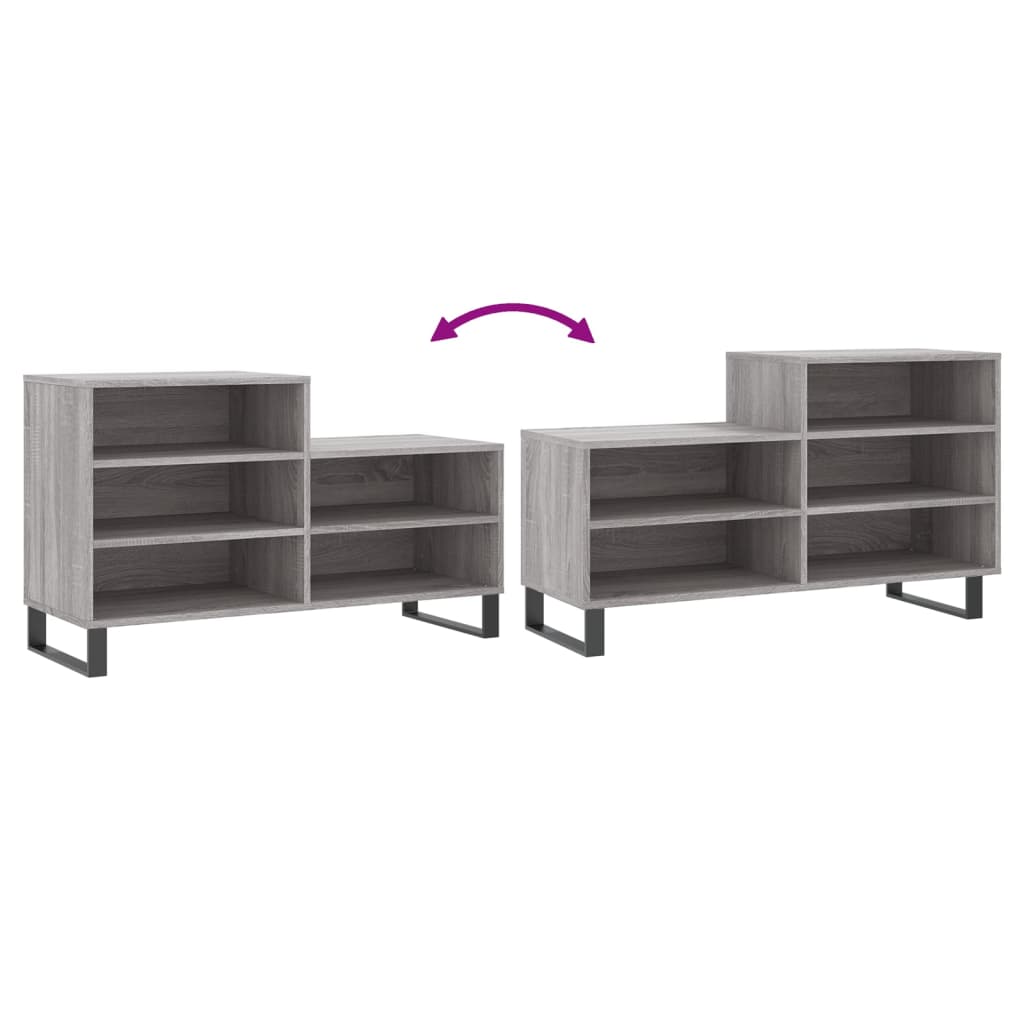 Shoe cabinet, grey oak, 102x36x60cm, engineered wood
