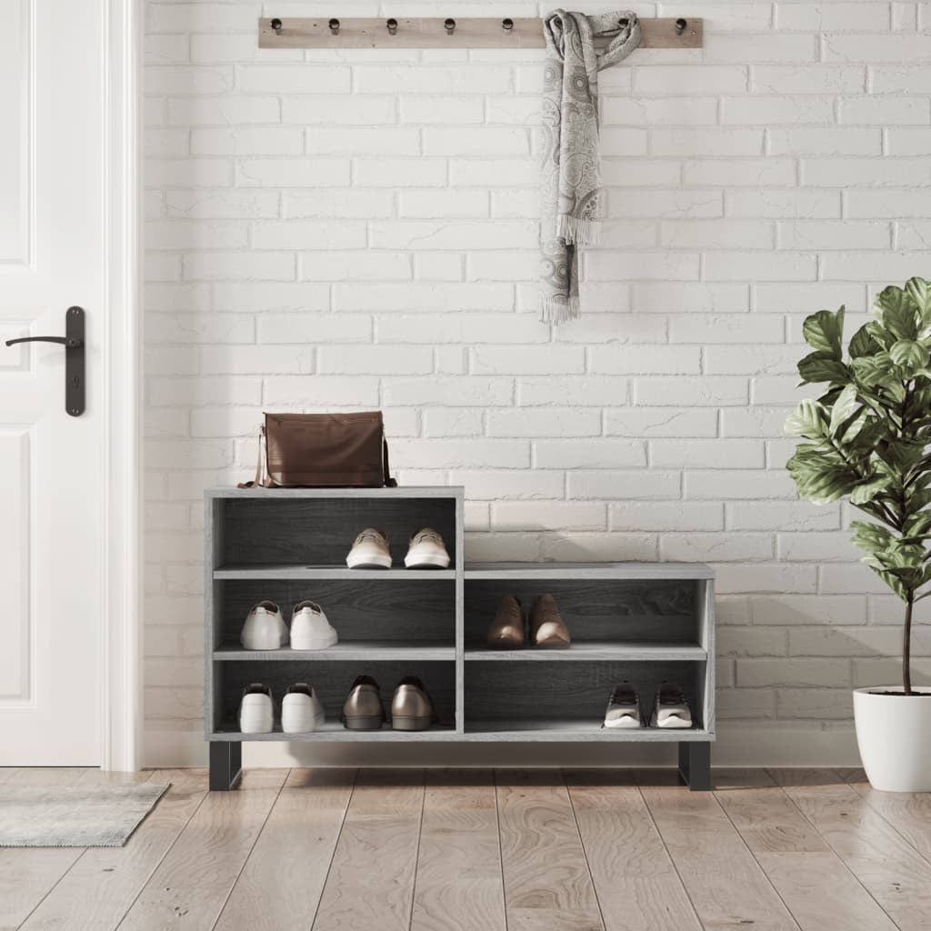 Shoe cabinet, grey oak, 102x36x60cm, engineered wood