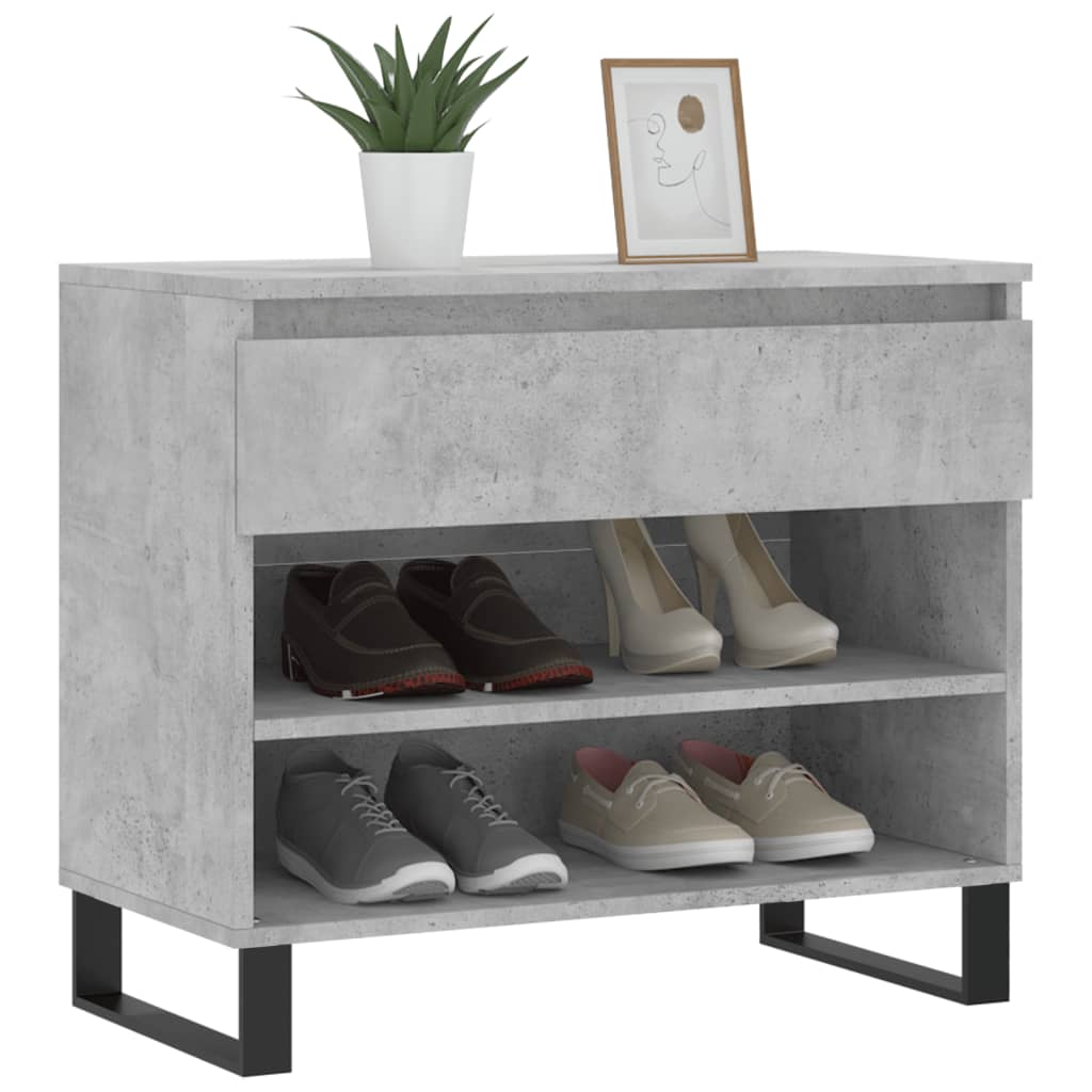 Shoe cabinet, concrete gray, 70x36x60cm, engineered wood