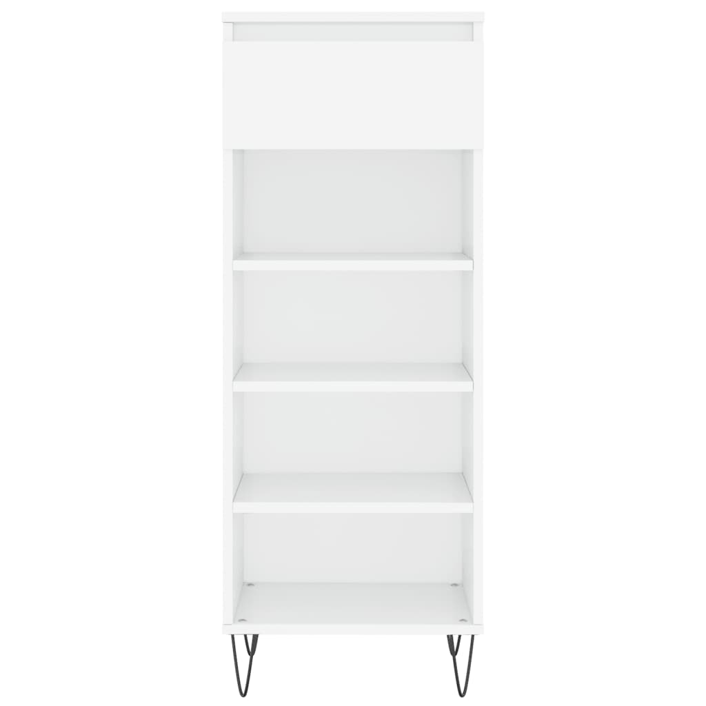 Shoe cabinet, white, 40x36x105cm, engineered wood, high gloss