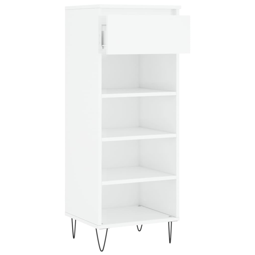 Shoe cabinet, white, 40x36x105cm, engineered wood, high gloss