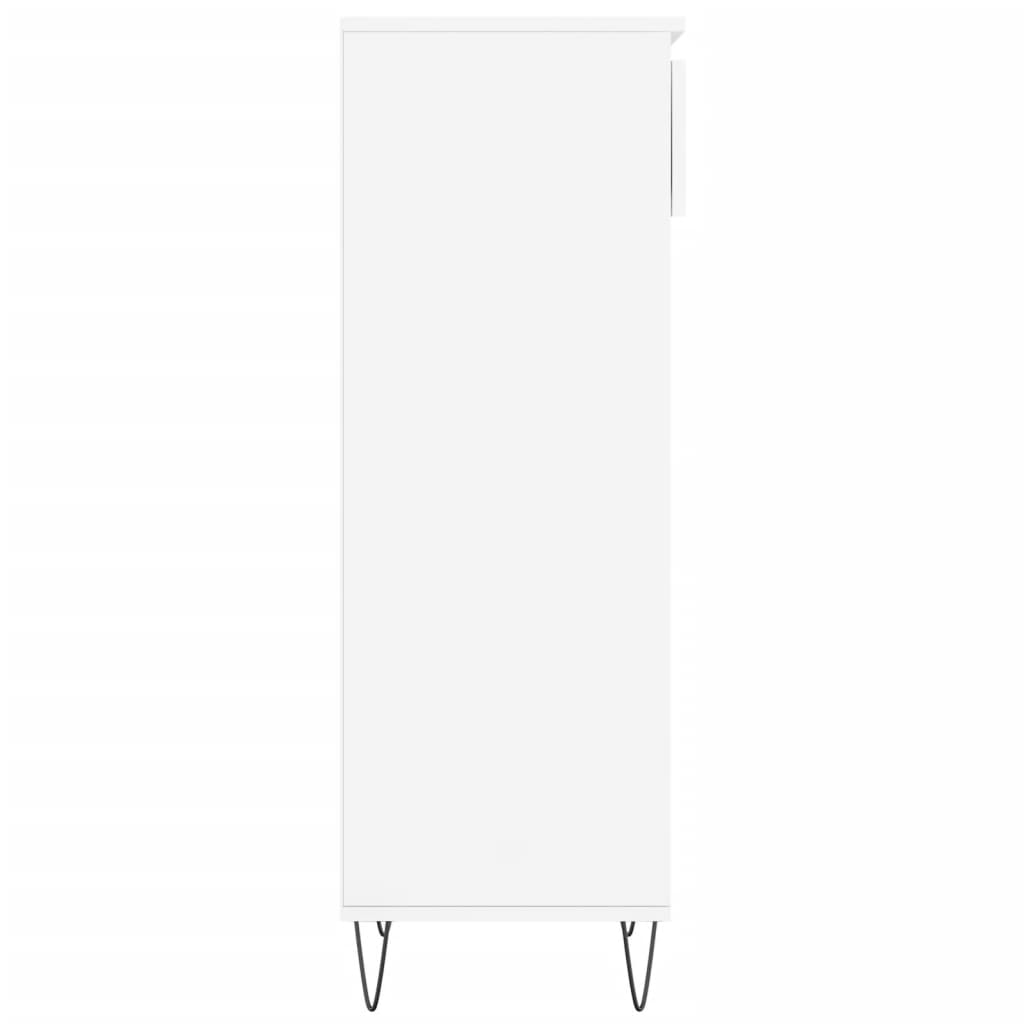 Shoe cabinet, white, 40x36x105cm, engineered wood, high gloss