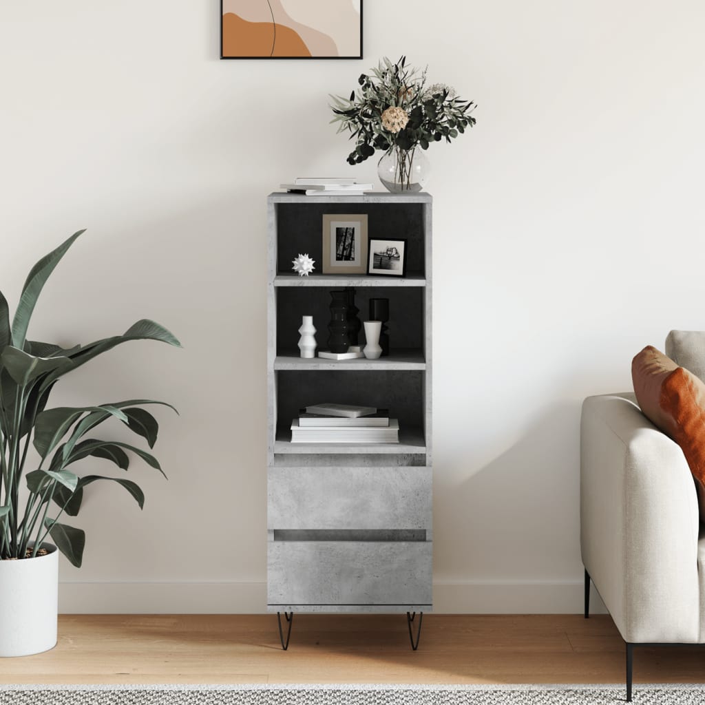 Chest of drawers, concrete grey, 40x36x110cm, engineered wood
