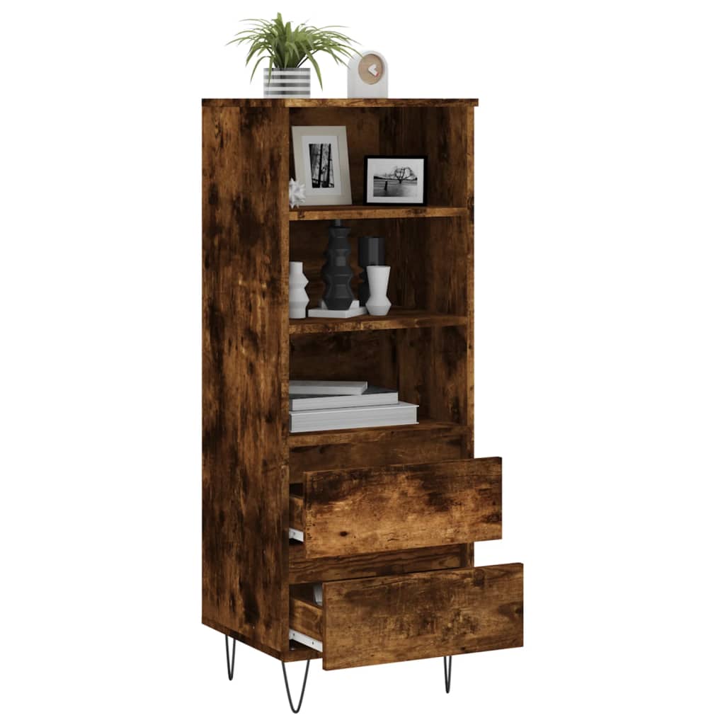 Chest of drawers, smoke oak, 40x36x110cm, engineered wood
