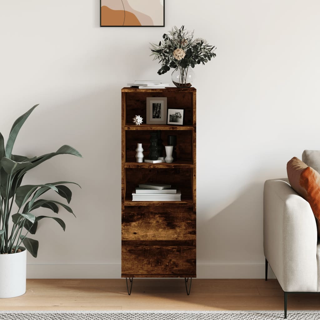 Chest of drawers, smoke oak, 40x36x110cm, engineered wood