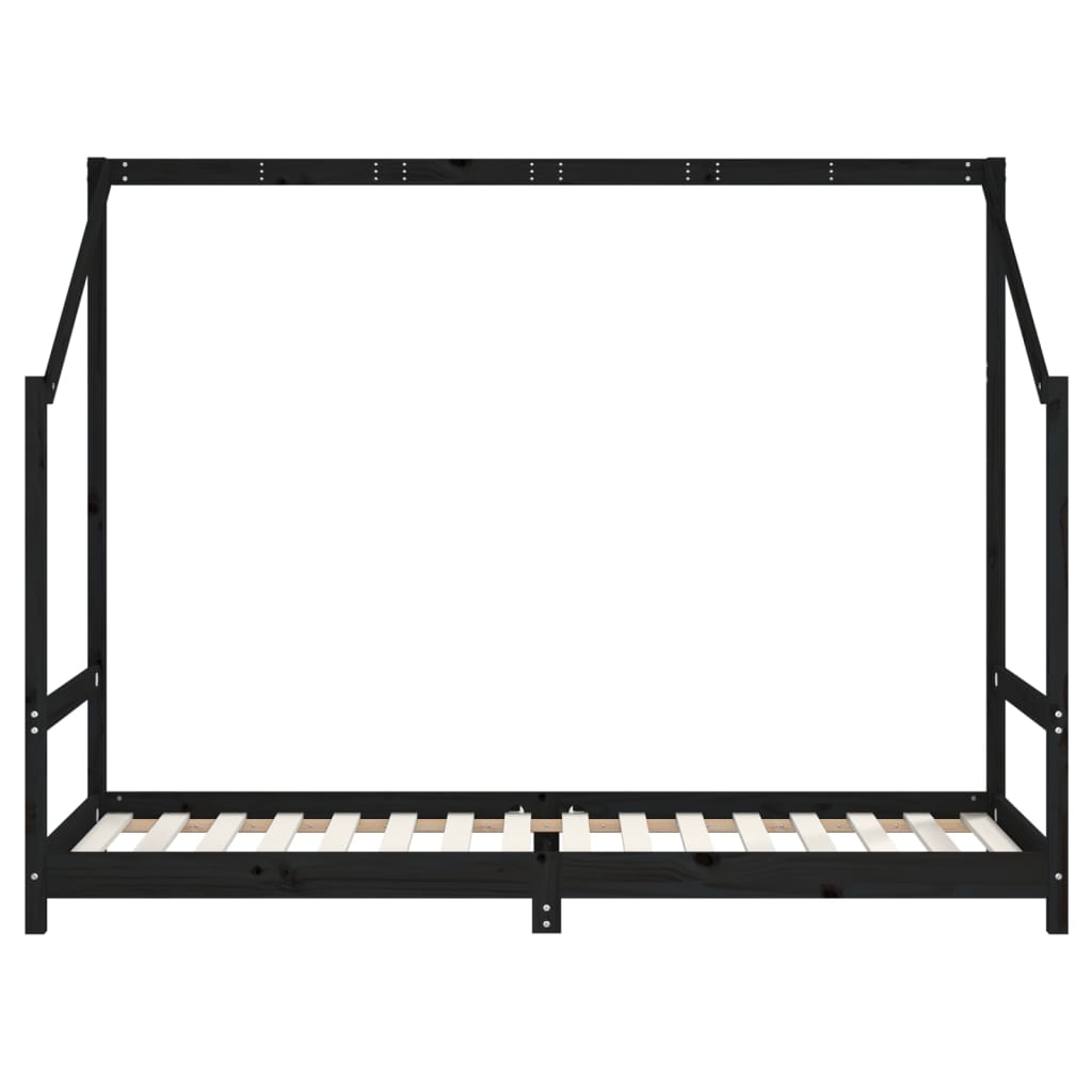 Children's bed frame, black, 80x200cm, solid pine