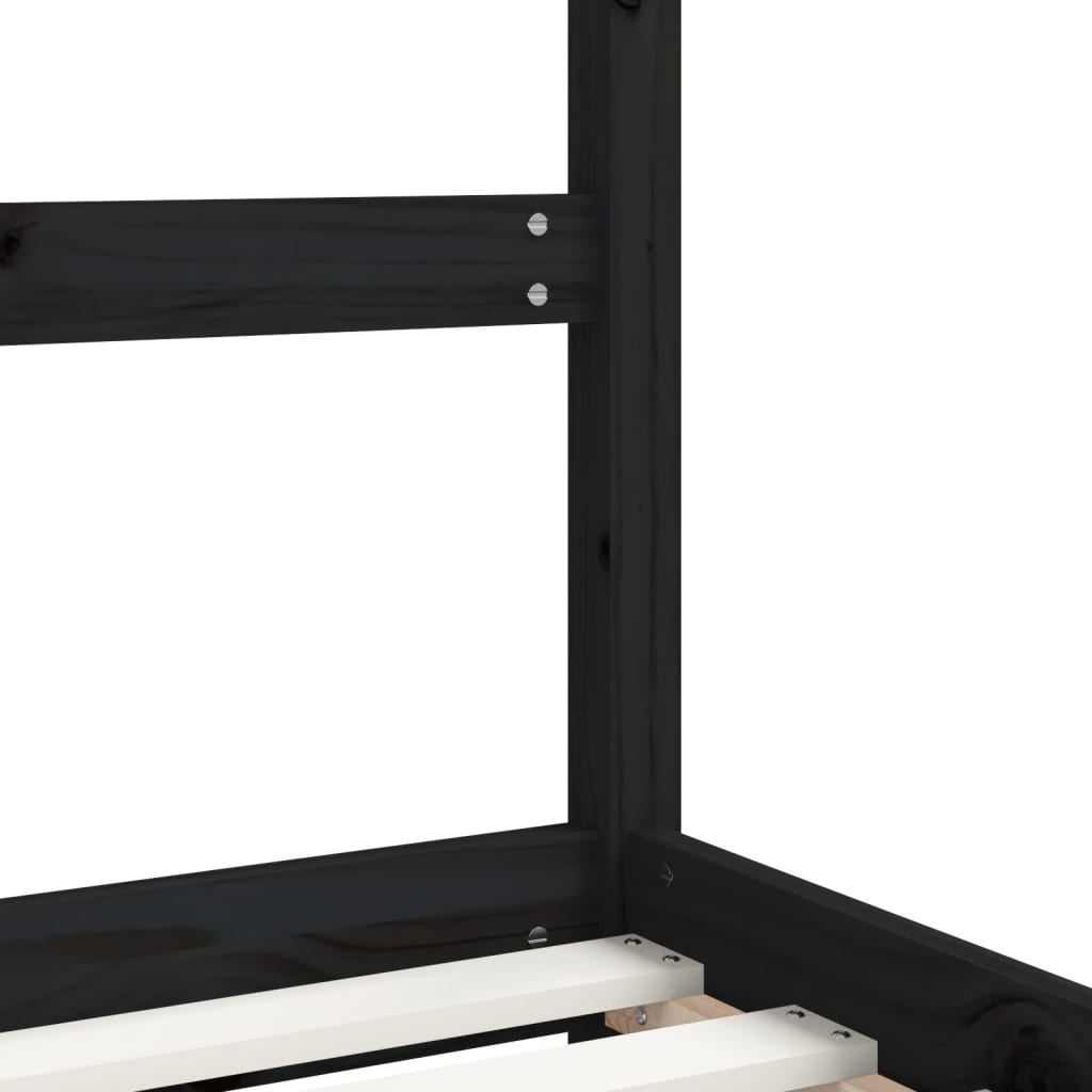 Children's bed frame, black, 80x200cm, solid pine