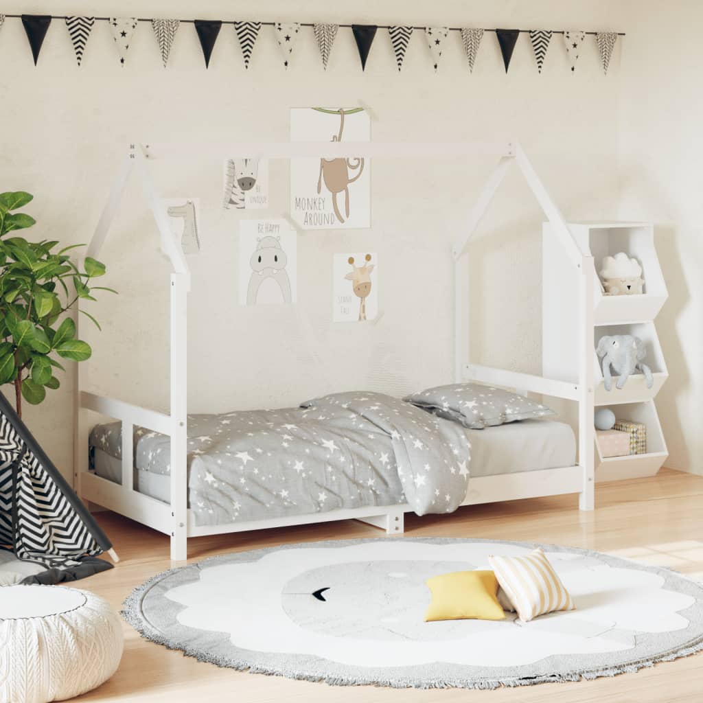 Children's bed frame, white, 80x160cm, solid pine