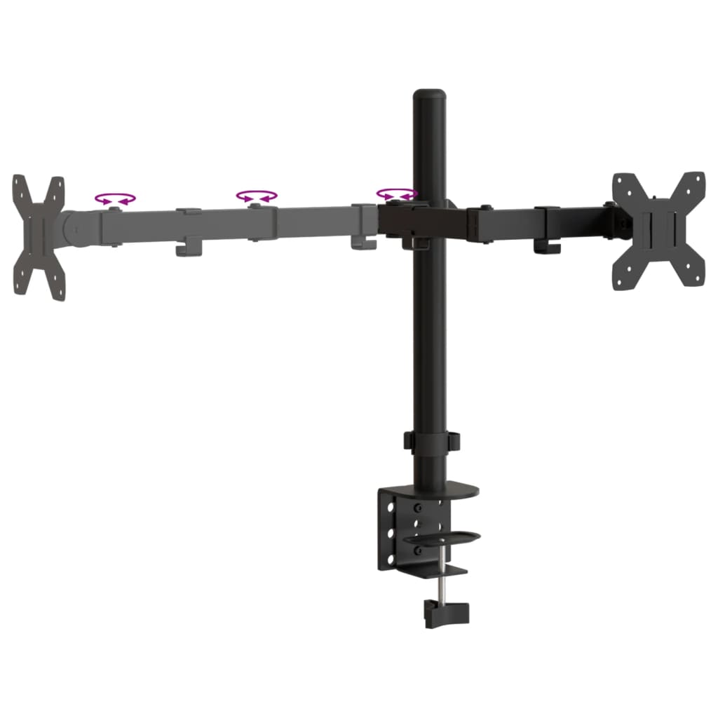 Divkāršs monitora statīvs, melns, tērauds, VESA 75/100mm