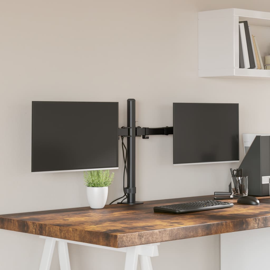 Divkāršs monitora statīvs, melns, tērauds, VESA 75/100mm
