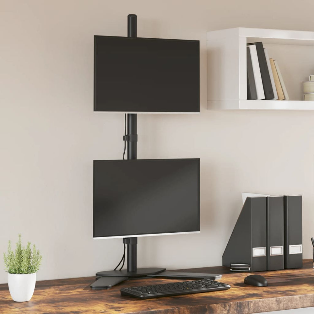 Dual monitor stand, black, steel, VESA 75/100mm