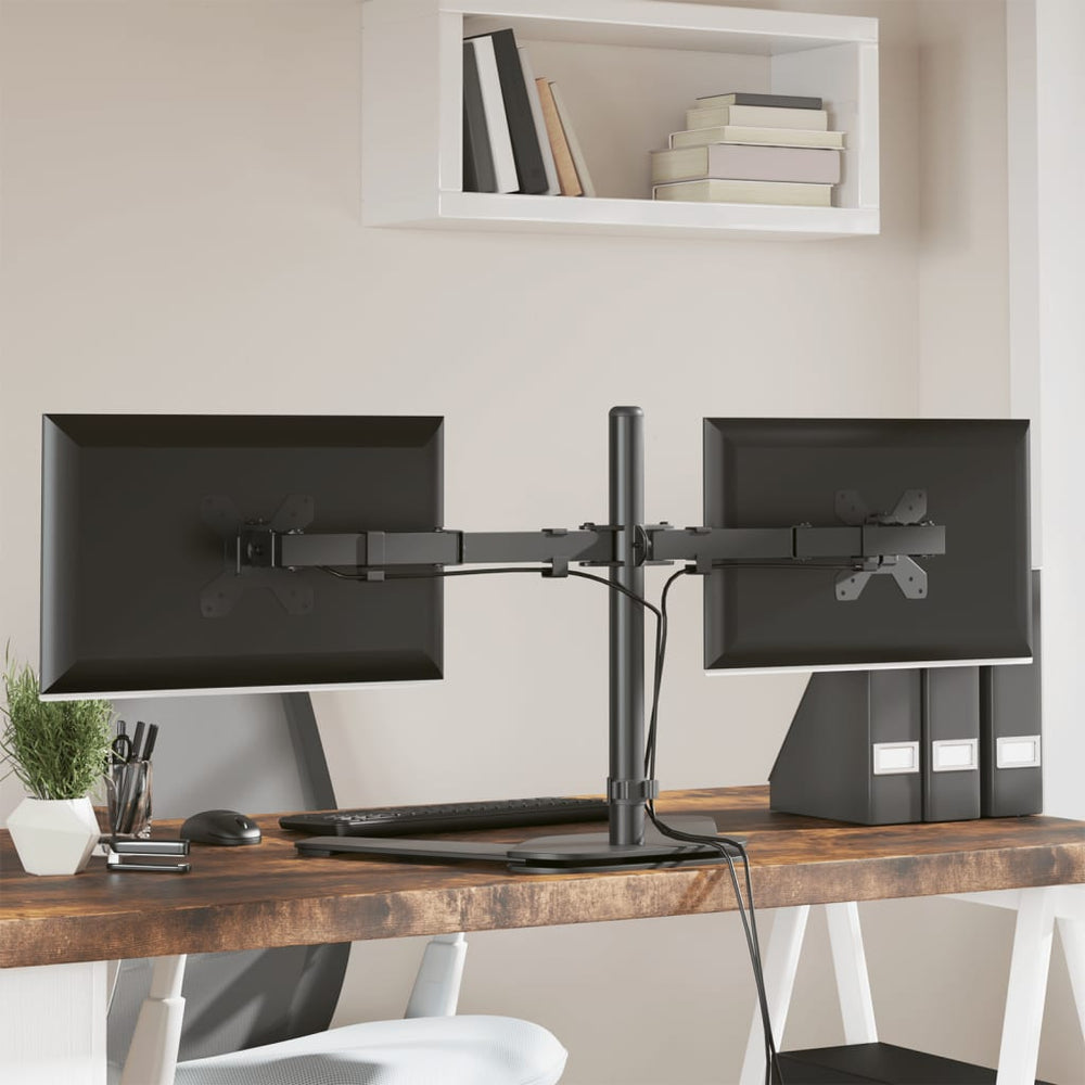 Dual monitor stand, black, steel, VESA 75/100mm