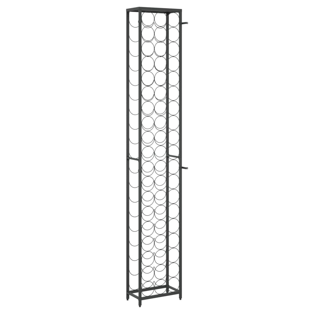 Vyno laikiklis 57 buteliams, juodas, 34x18x200cm, kalta geležis