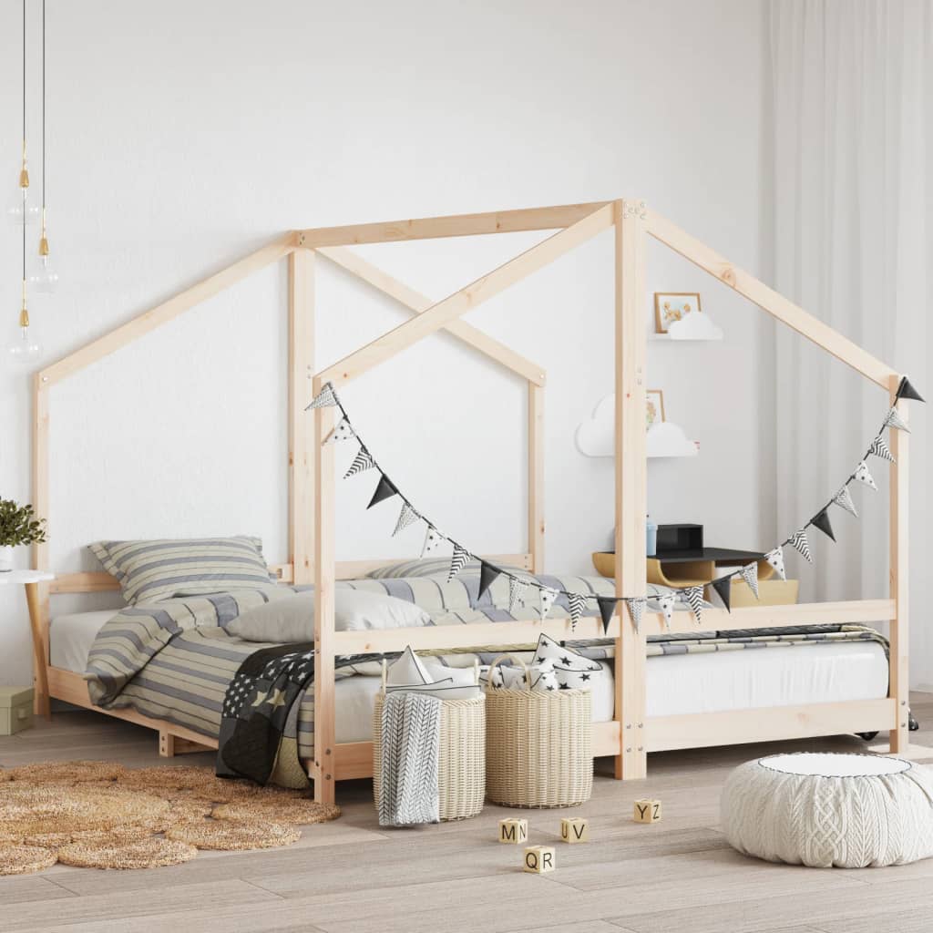 Children's bed frame, 2x(90x200)cm, solid pine