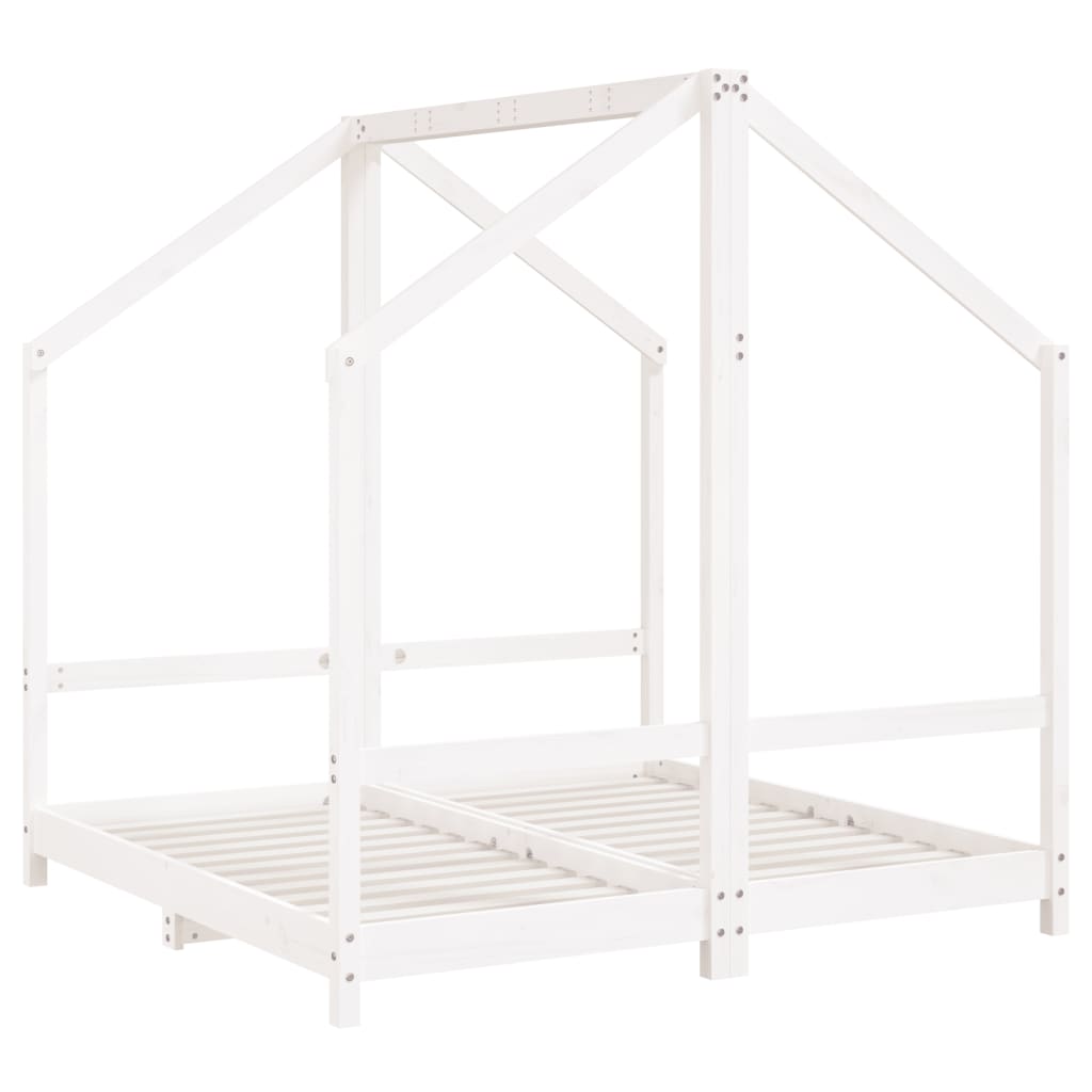 Children's bed frame, white, 2x(70x140)cm, solid pine