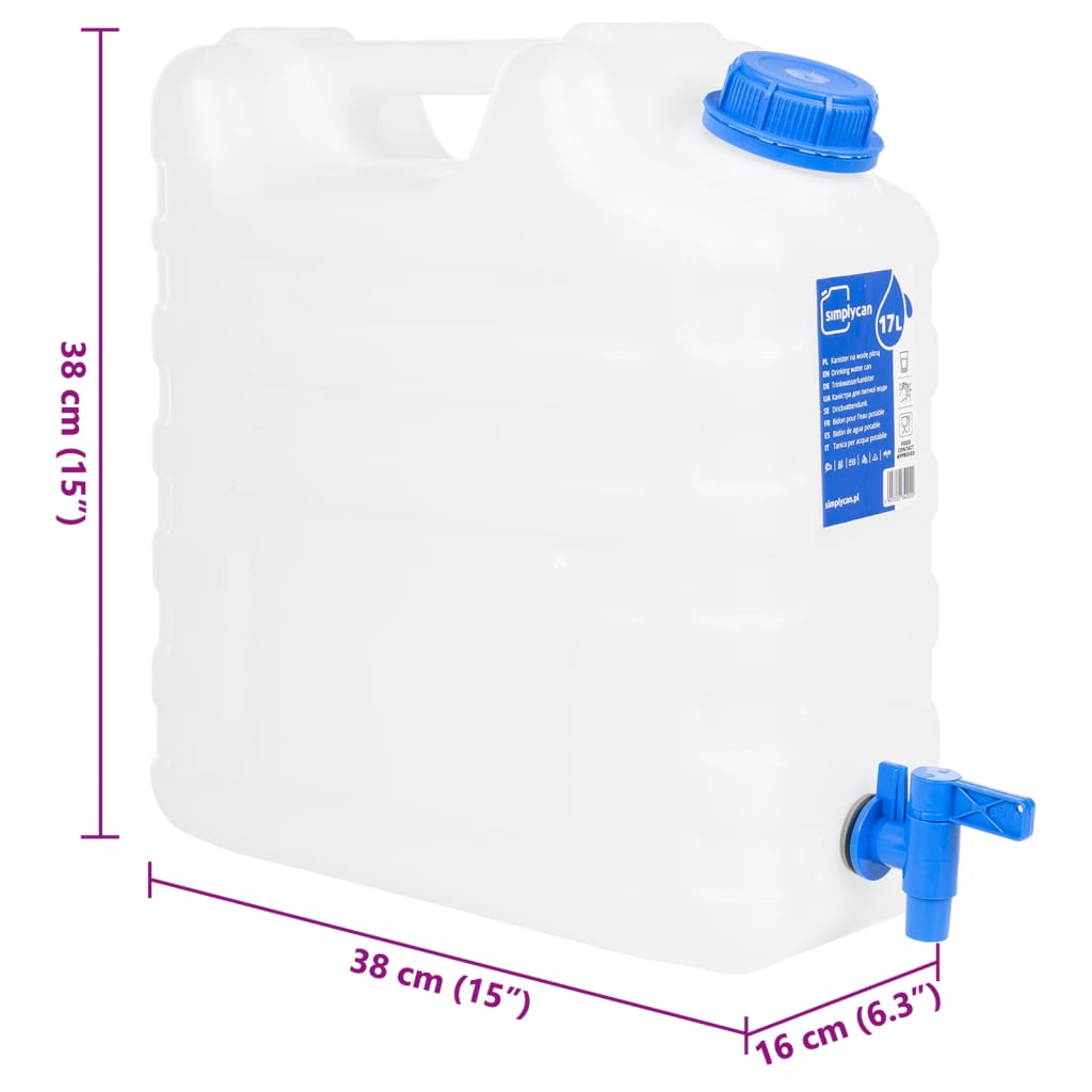 Vandens talpa su čiaupu, skaidri, 17l, plastikas