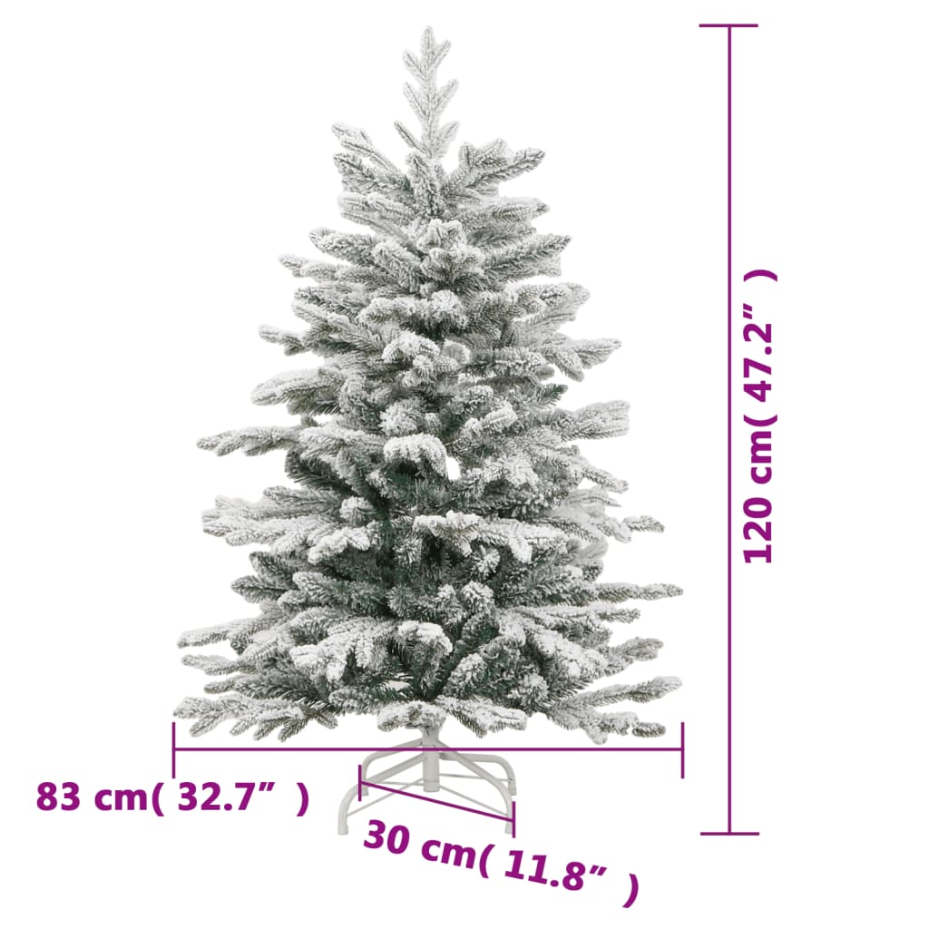 Artificial Christmas tree with hinged branches, 120cm, snow-flocked