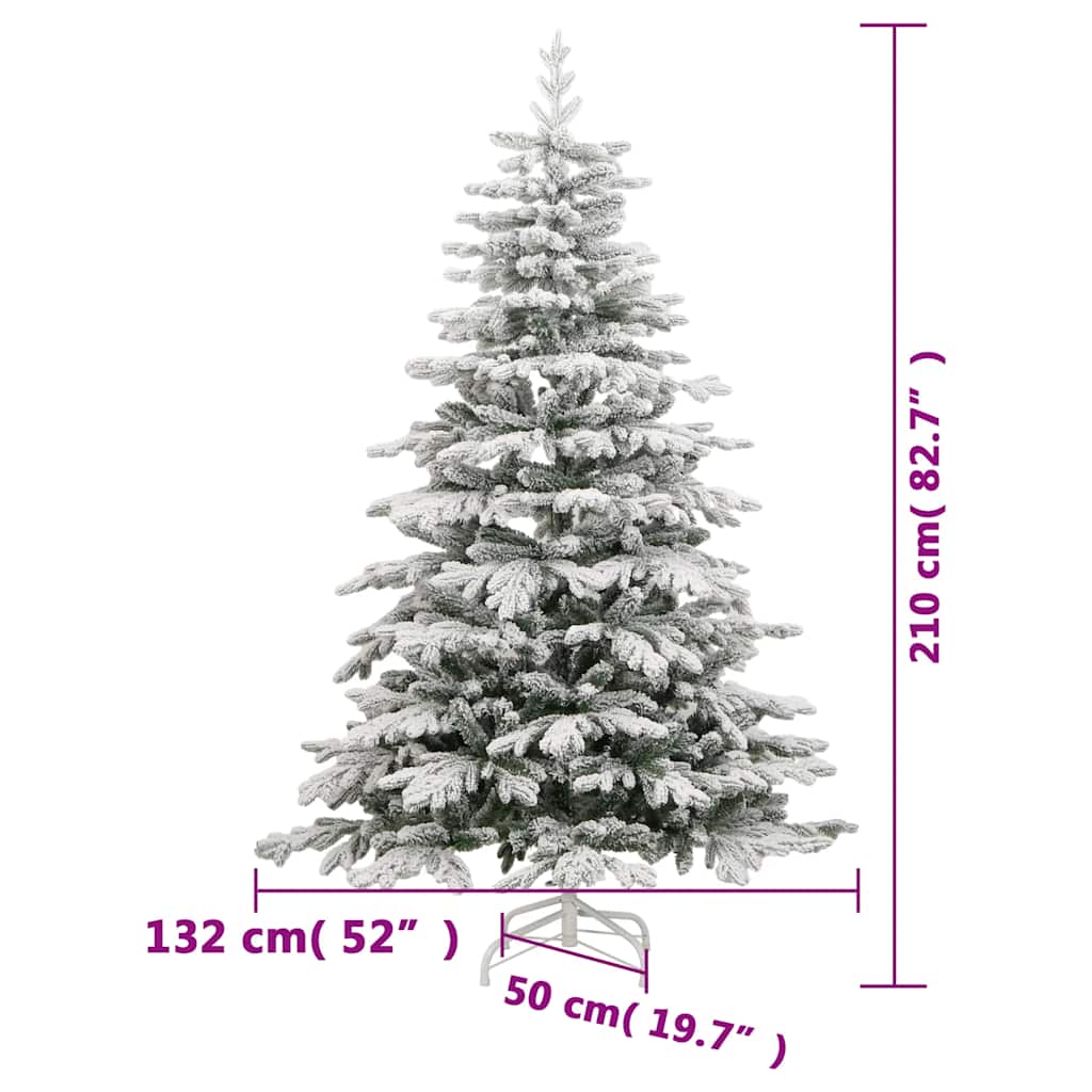 Dirbtinė eglutė su šarnyrinėmis šakomis, 210cm, dengta sniegu