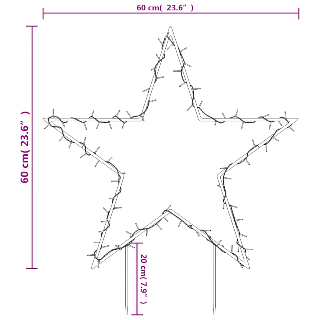 Christmas star light decoration, 80LED, 60cm