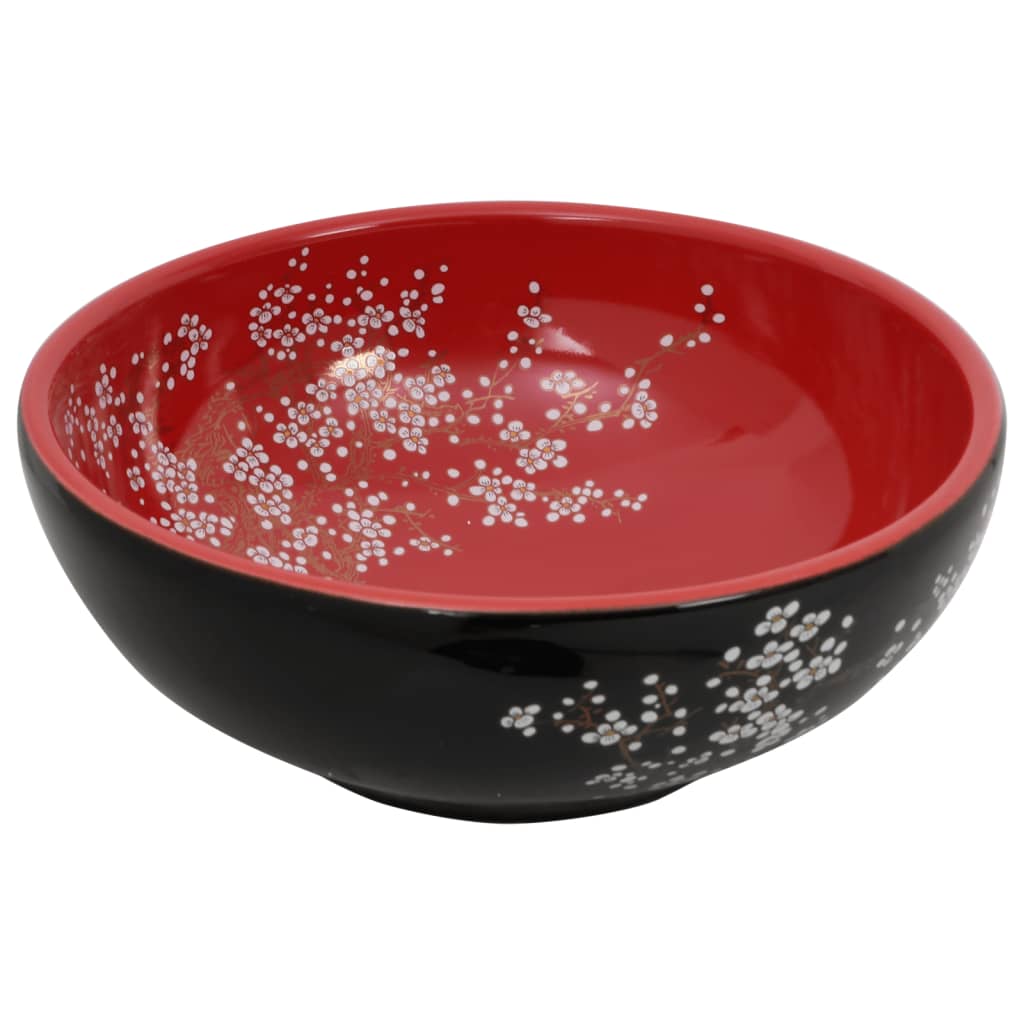 Countertop basin, black/red, 41x14cm, ceramic