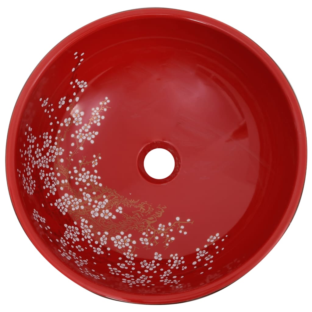 Countertop basin, black/red, 41x14cm, ceramic