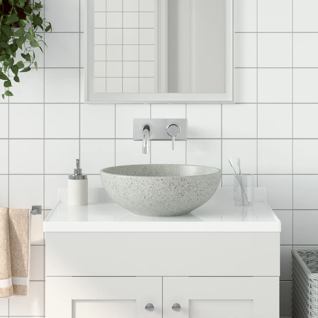 Countertop basin, grey, 41x14cm, ceramic, round