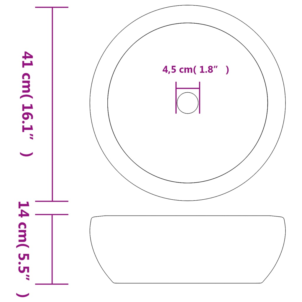 Countertop sink, black/brown, 41x14cm, ceramic