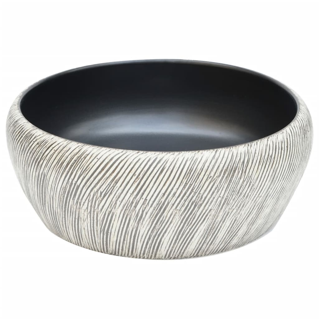 Countertop basin, black/grey, 41x14cm, ceramic