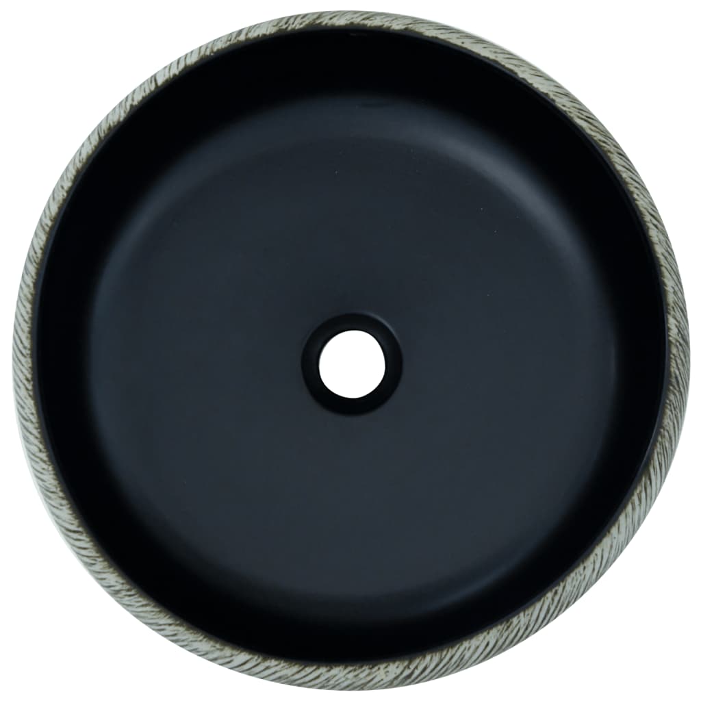 Countertop basin, black/grey, 41x14cm, ceramic