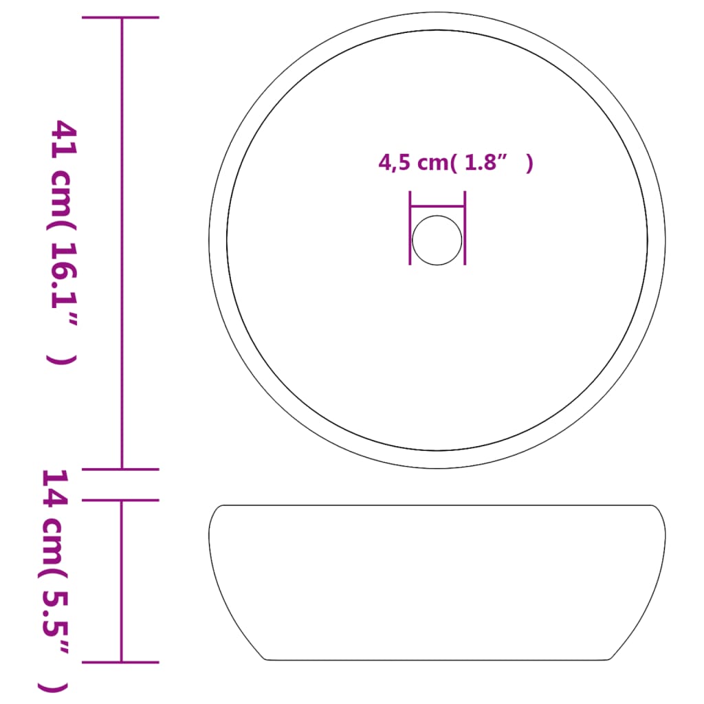Countertop basin, black/grey, 41x14cm, ceramic