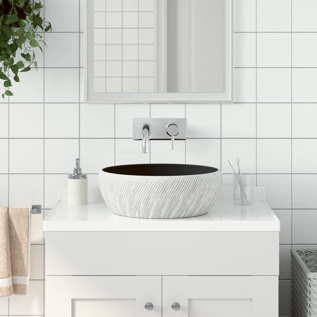Countertop basin, black/grey, 41x14cm, ceramic