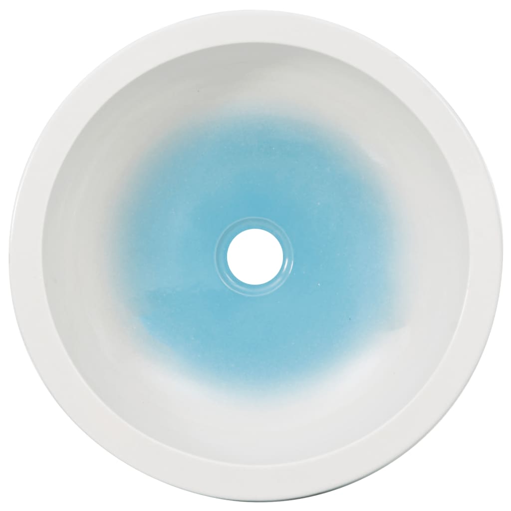 Countertop washbasin, white/blue, 41x14cm, ceramic